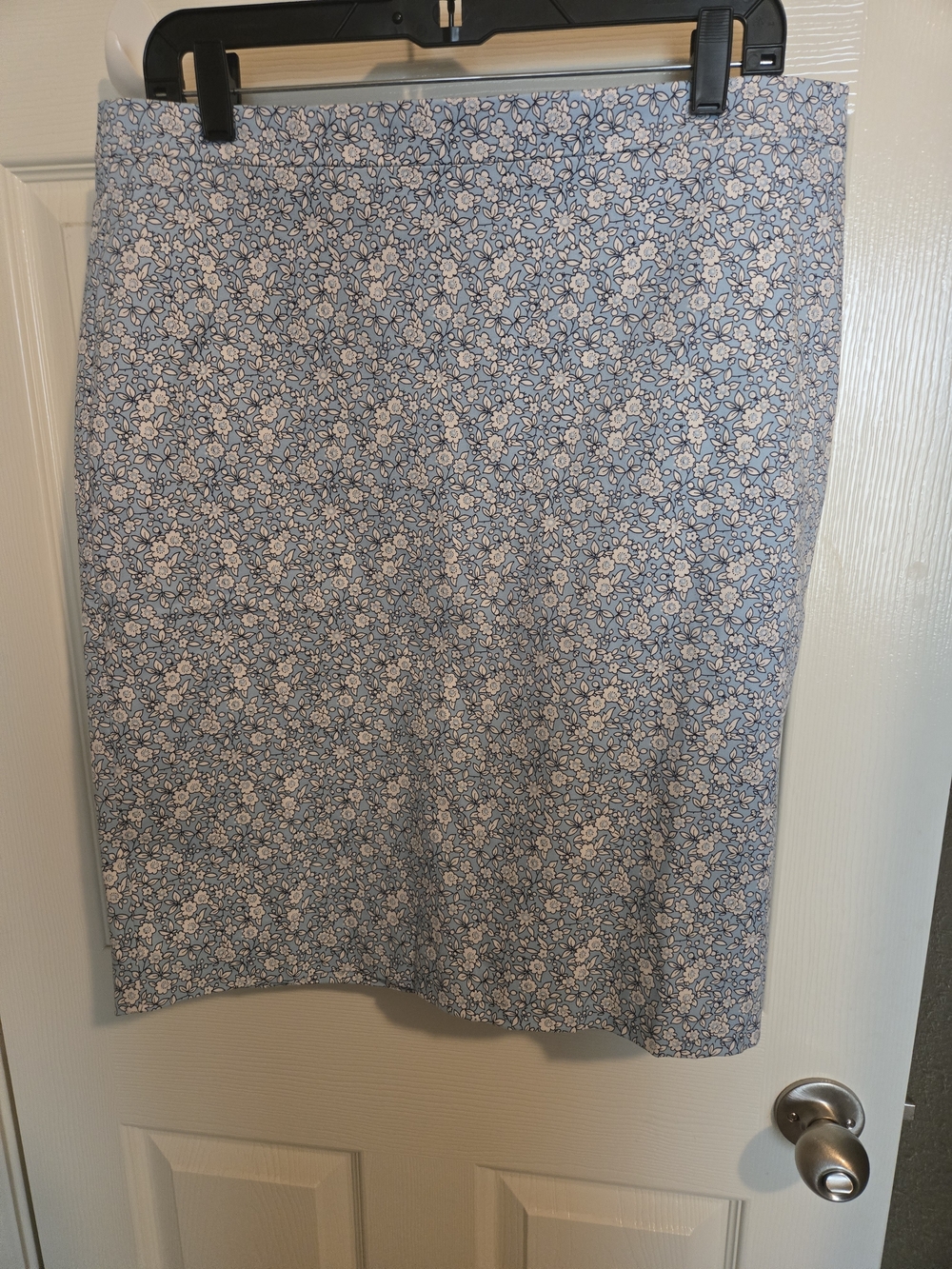 J. Crew Blue and White Floral Pencil Skirt